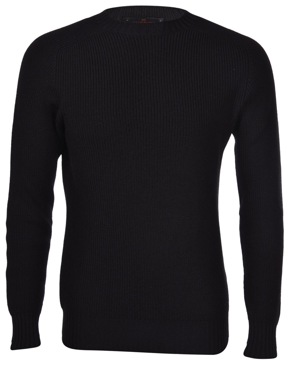 Gran Sasso Black Rain Wool Crew Neck