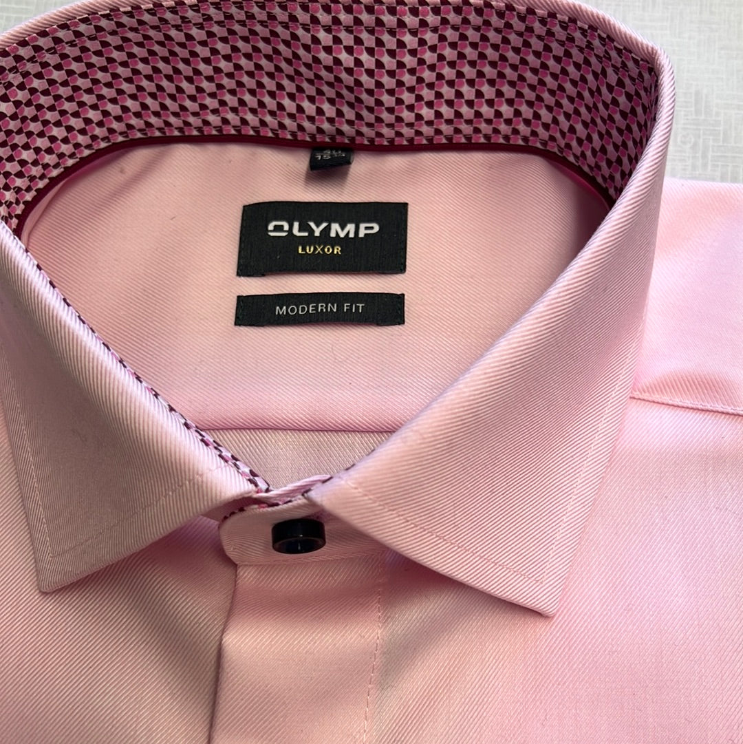 Olymp Pink+Geometric Detail Modern Fit Shirt