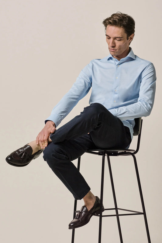 Profuomo Blue Japanese Knitted Shirt