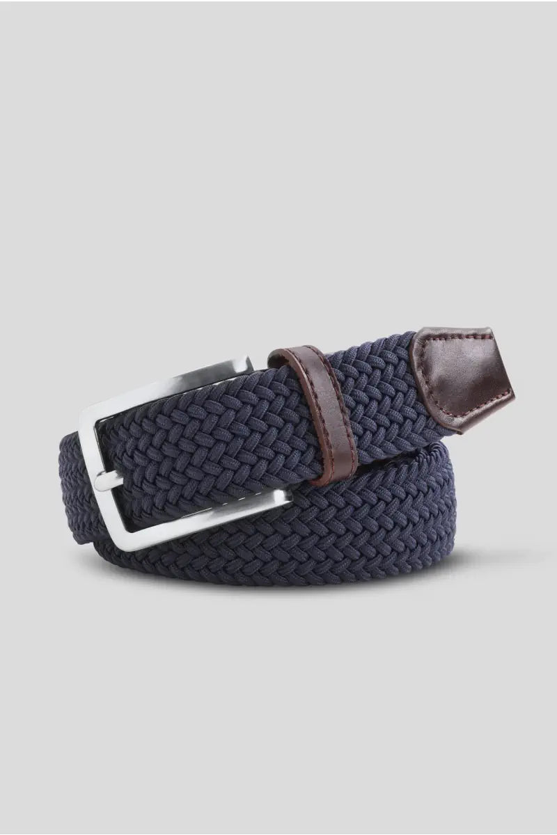 Meyer Navy Woven Cotton Stretch Belt