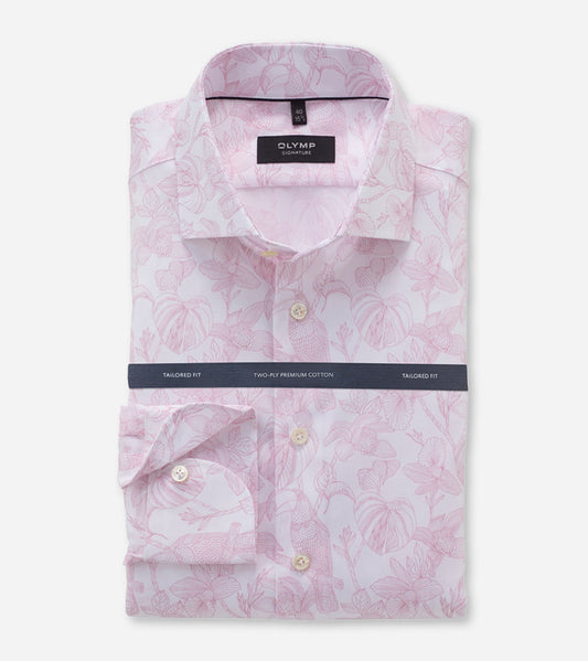 Olymp Signature Pink Floral Tailor Fit