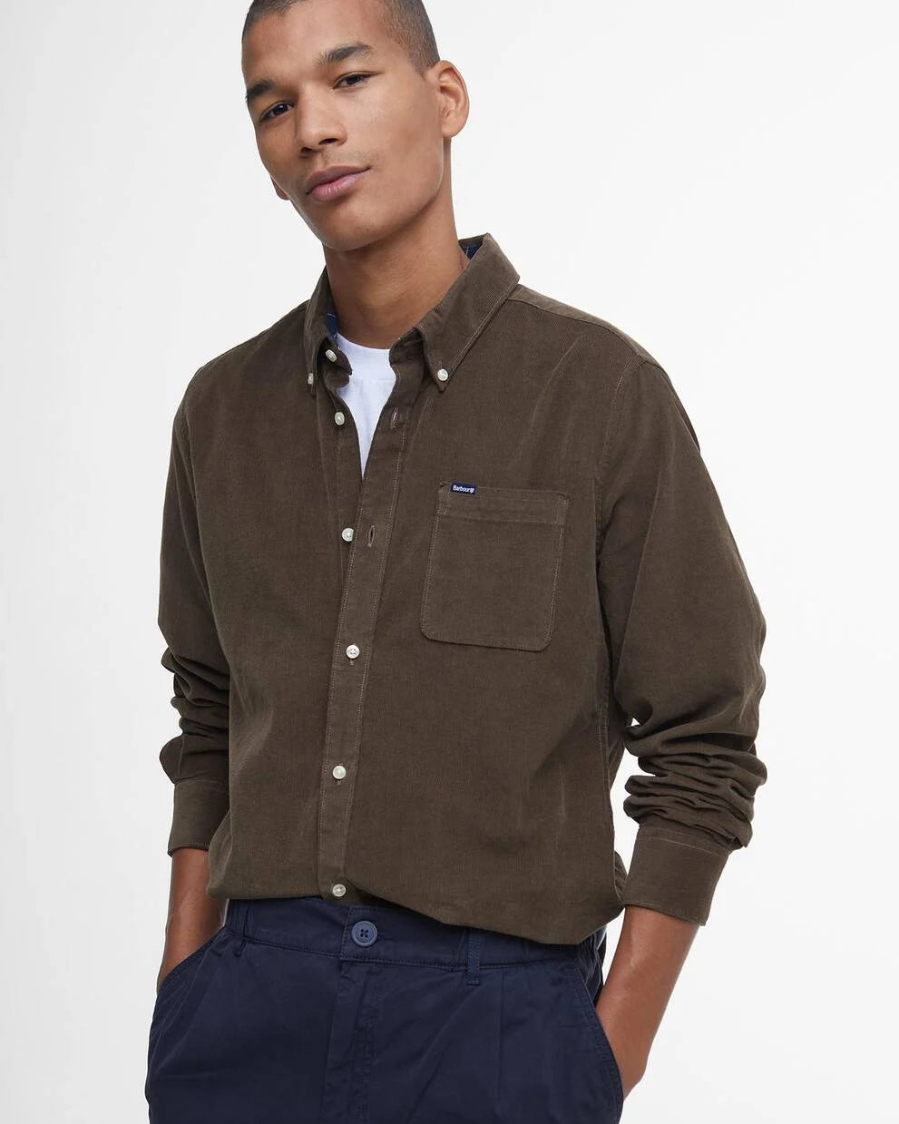 Barbour Forest Brown Ramsey Cord Shirt