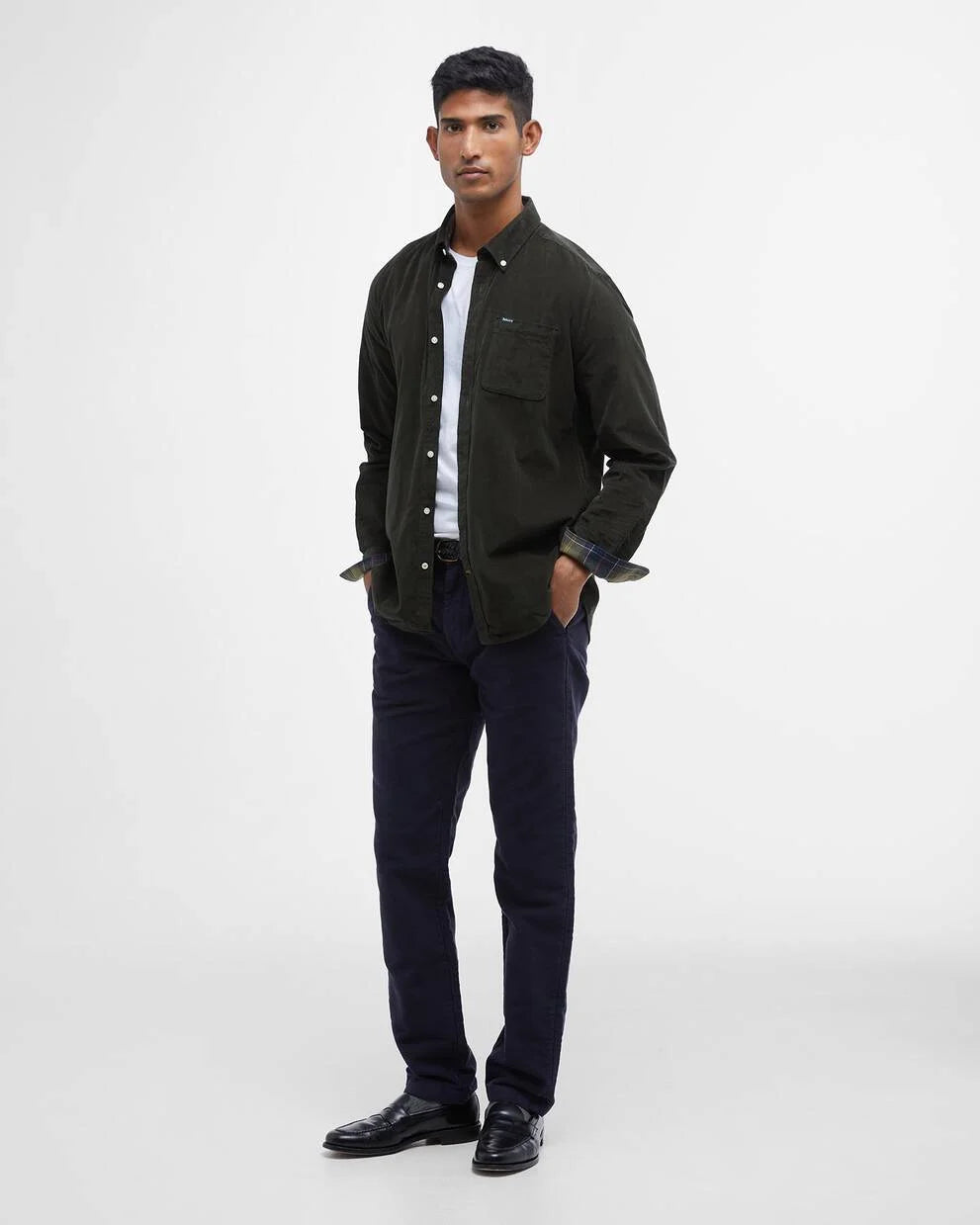 Barbour Forest Green Ramsey Cord Shirt