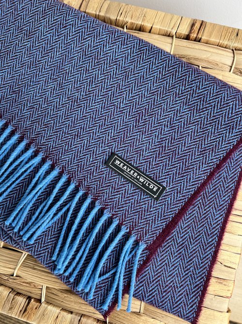 Weavers & Wilde Blue Burgundy Merino Wool Scarf