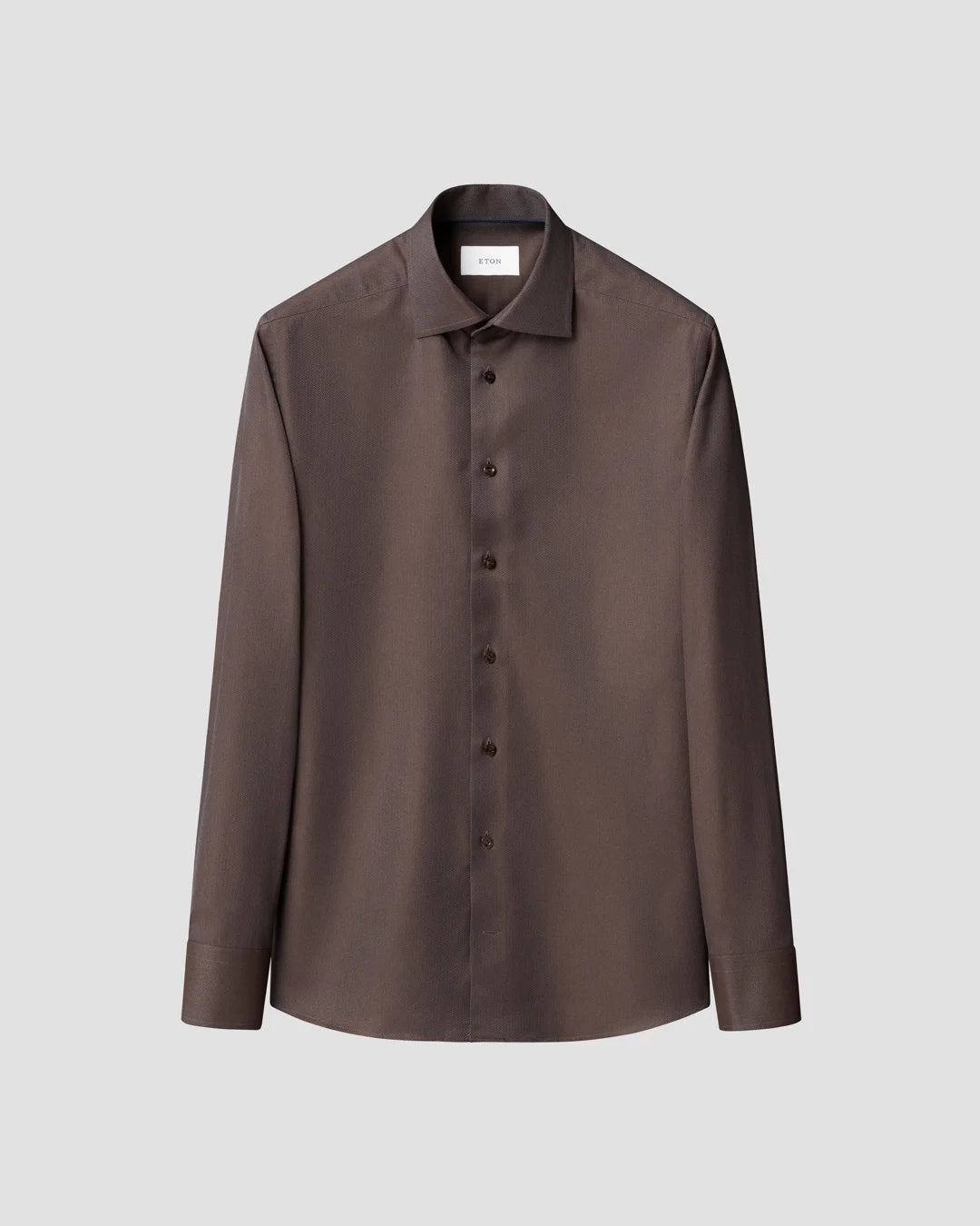 Eton Brown Herringbone Twill Contemporary Fit Shirt