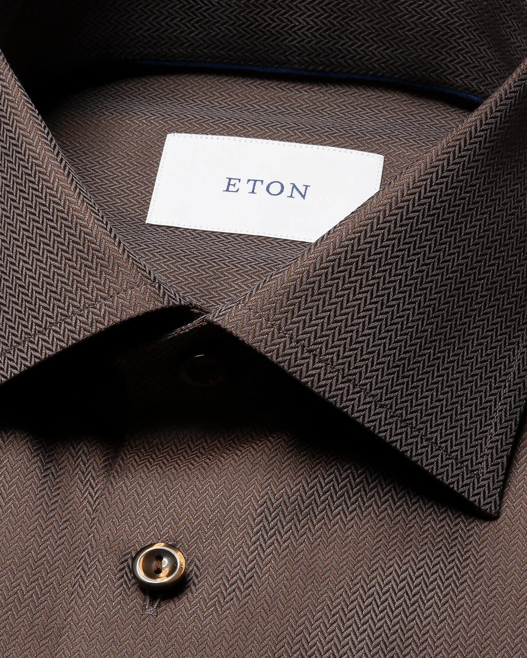 Eton Brown Herringbone Twill Contemporary Fit Shirt