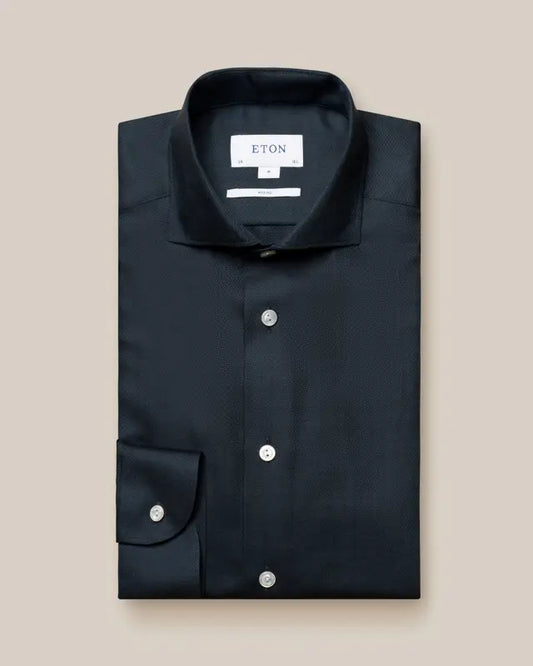 Eton Navy Merino Wool Contemporary Fit Shirt