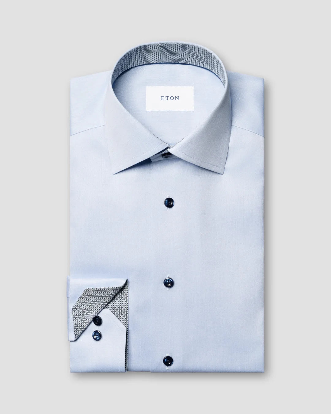 Eton Blue Twill + Navy Diamond Detail Contemporary Fit Shirt