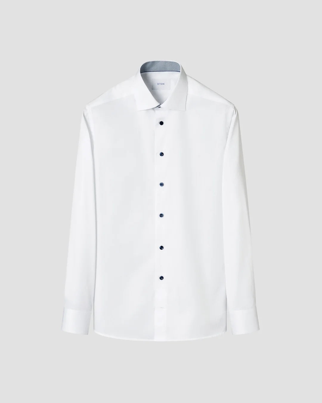 Eton White +Navy Diamond Detail Contemporary Fit Signature Twill Shirt