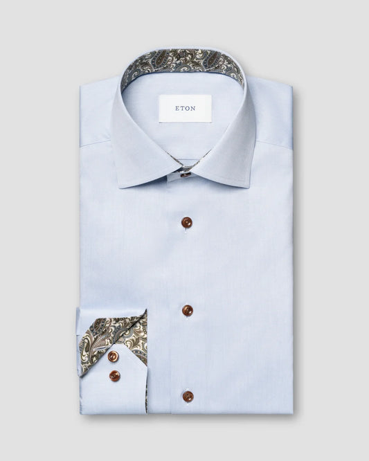 Eton Blue + Paisley Signature Twill Contemporary Fit Shirt