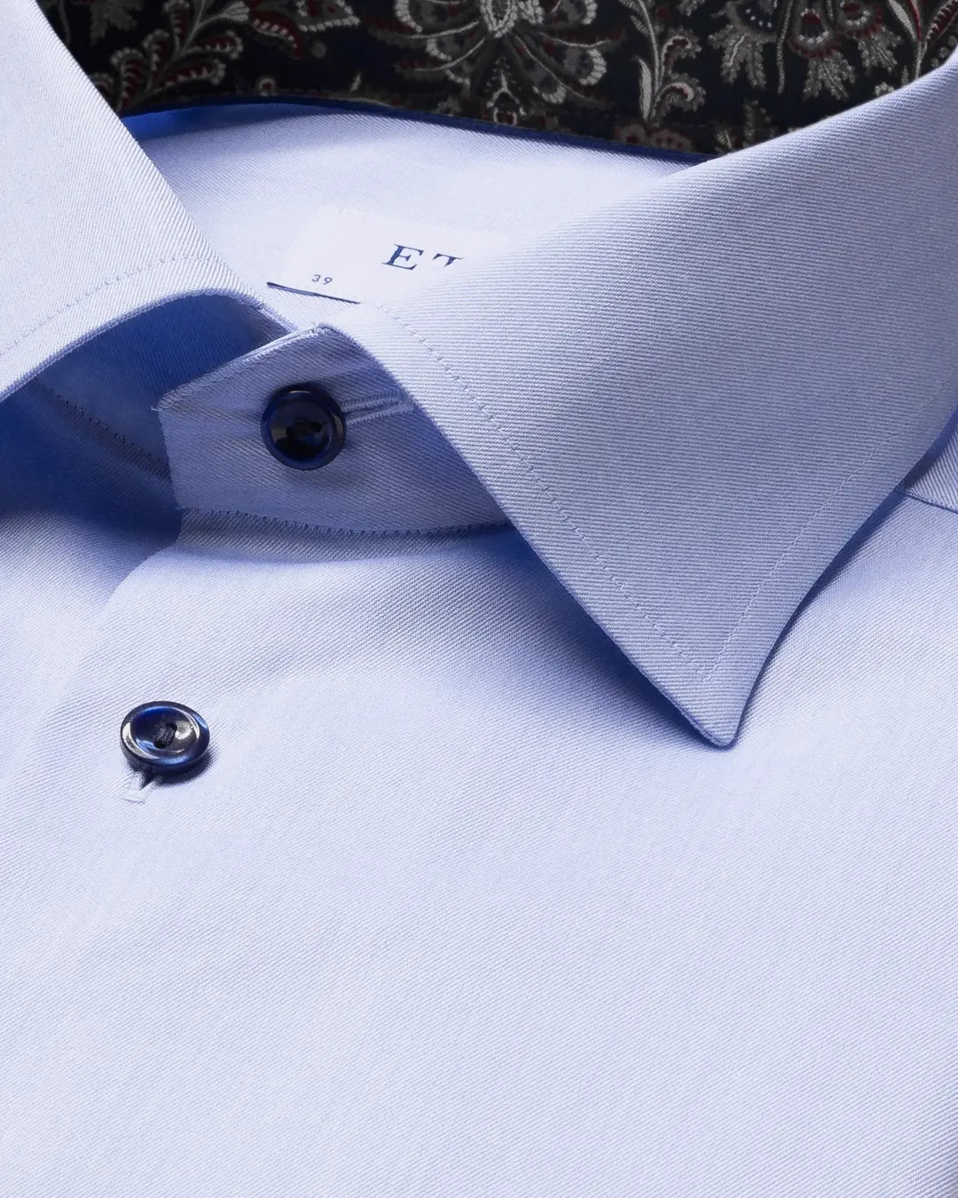 Eton Blue Twill + Paisley Detail Contemporary Fit Shirt