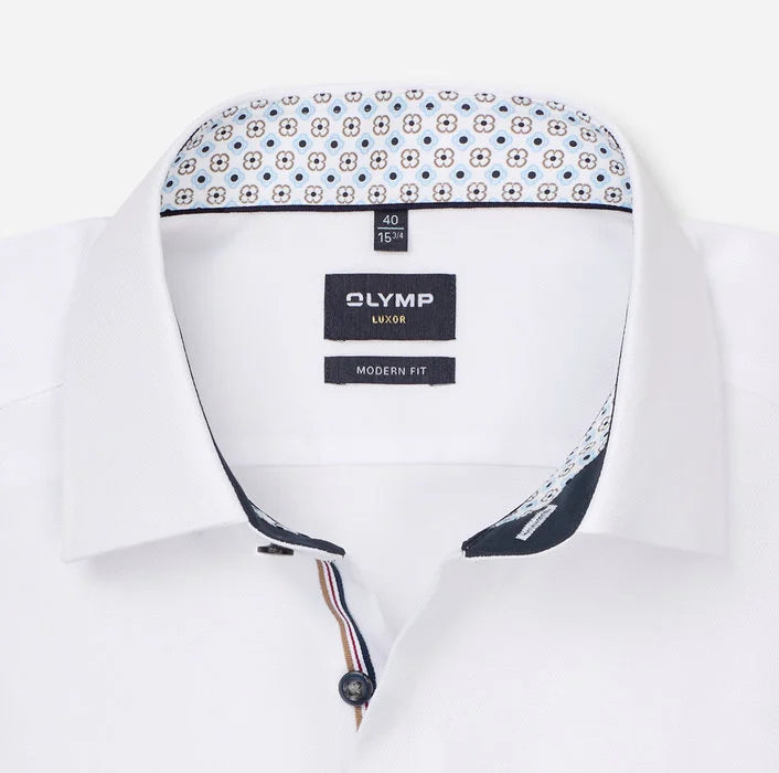 Olymp White Texture+Detail Modern Fit