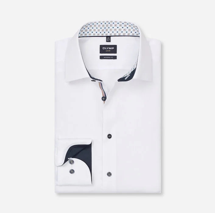 Olymp White Texture+Detail Modern Fit