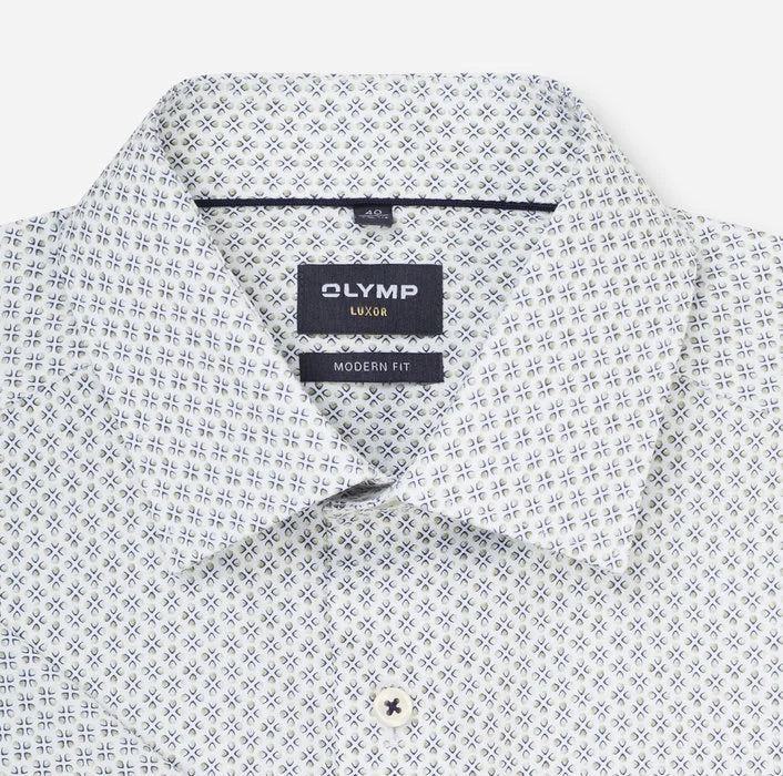 Olymp Green Diamond Half Sleeve Modern Fit Shirt