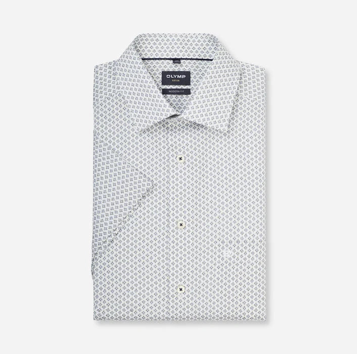 Olymp Green Diamond Half Sleeve Modern Fit Shirt