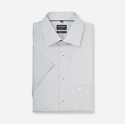 Olymp Green Diamond Half Sleeve Modern Fit Shirt