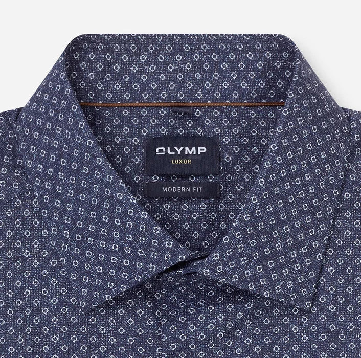 Olymp Denim Dot Pattern Modern Fit Shirt