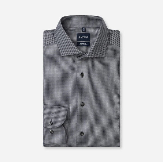 Olymp Grey Diagonal Herringbone Modern Fit Shirt