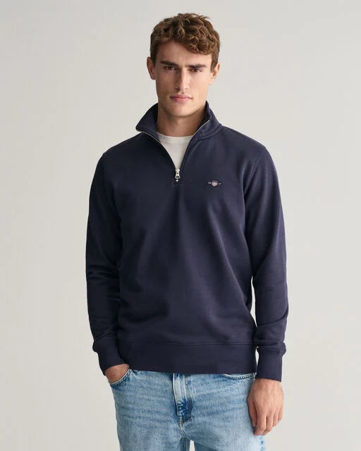 Gant Navy Shield Half Zip Sweatshirt