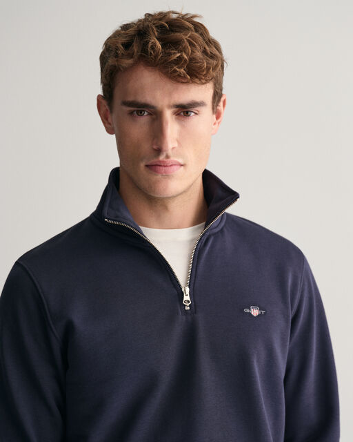 Gant Navy Shield Half Zip Sweatshirt