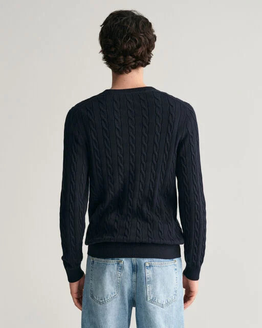 Gant Navy Cable Knit Crew Neck