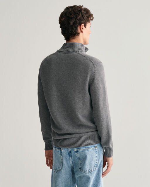 Gant Grey Cotton Half Zip Jumper