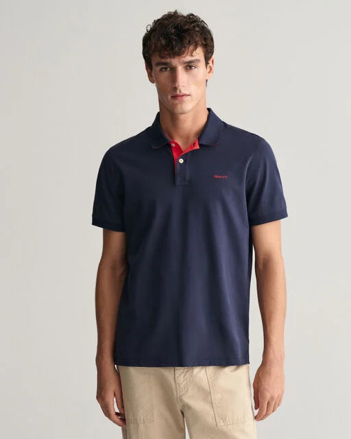 Gant Navy + Red Contrast Pique Polo