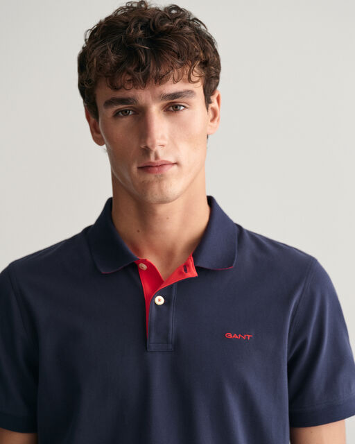 Gant Navy + Red Contrast Pique Polo
