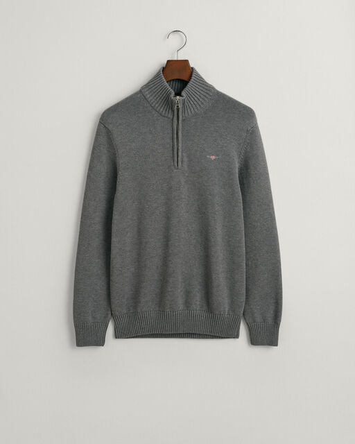 Gant Grey Cotton Half Zip Jumper