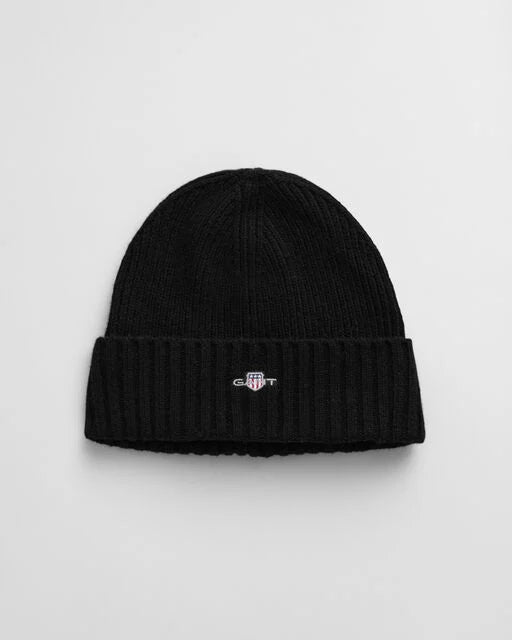 Gant Black Shield Wool Beanie