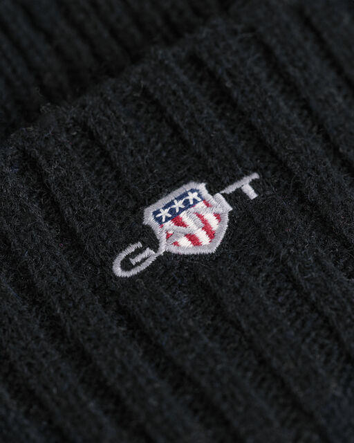 Gant Black Shield Wool Beanie