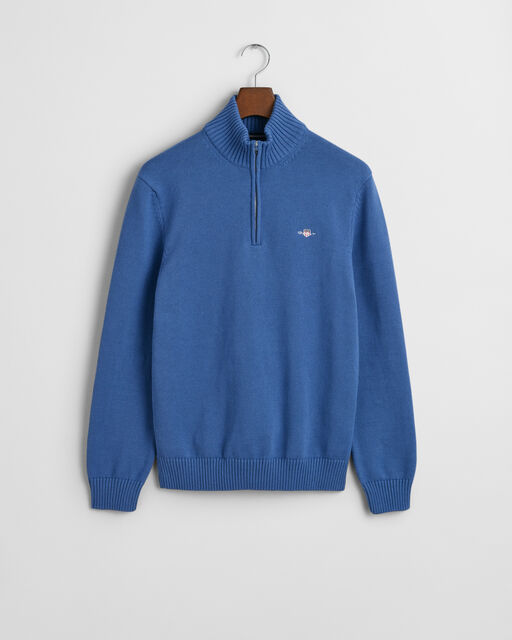 Gant Vintage Blue Cotton Half Zip Jumper