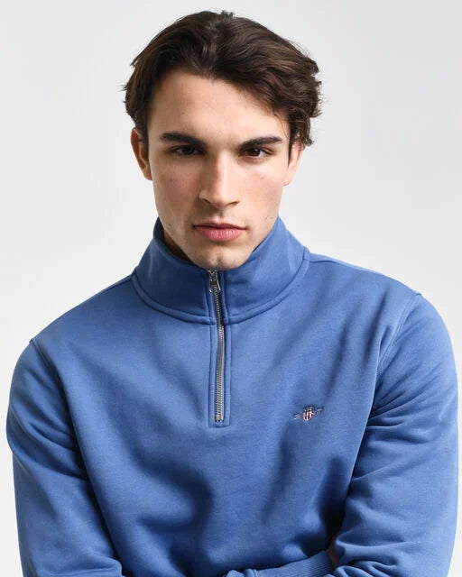 Gant Rich Blue Shield Half Zip Sweatshirt