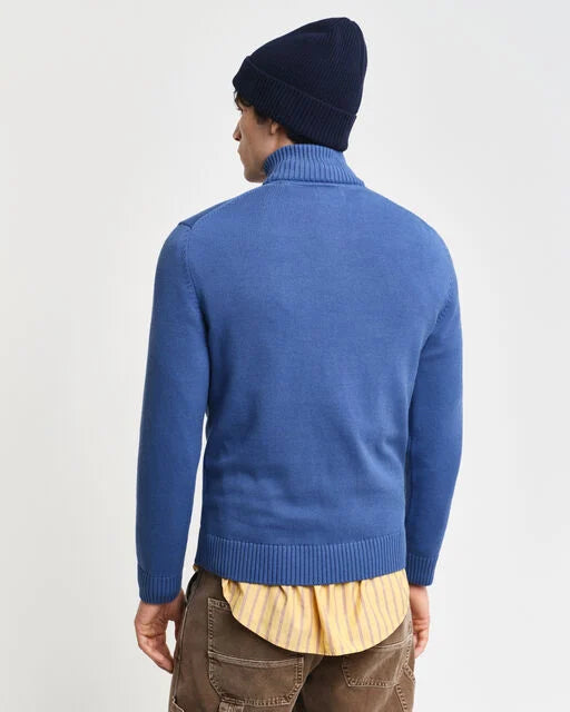 Gant Vintage Blue Cotton Half Zip Jumper