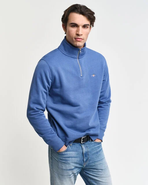 Gant Rich Blue Shield Half Zip Sweatshirt