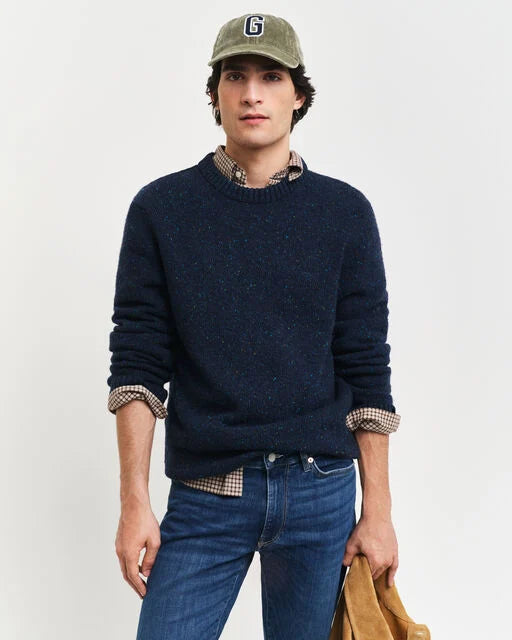 Gant Navy Salt & Pepper Crew Neck Jumper