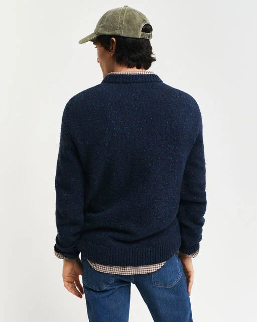 Gant Navy Salt & Pepper Crew Neck Jumper