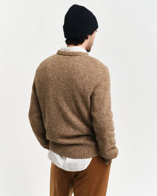 Gant Brown Salt & Pepper Crew Neck Jumper