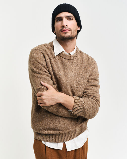 Gant Brown Salt & Pepper Crew Neck Jumper