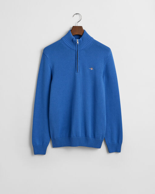 Gant Rich Blue Cotton Half Zip Jumper