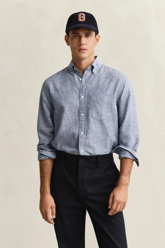 Gant Blue Linen Blend Regular Fit