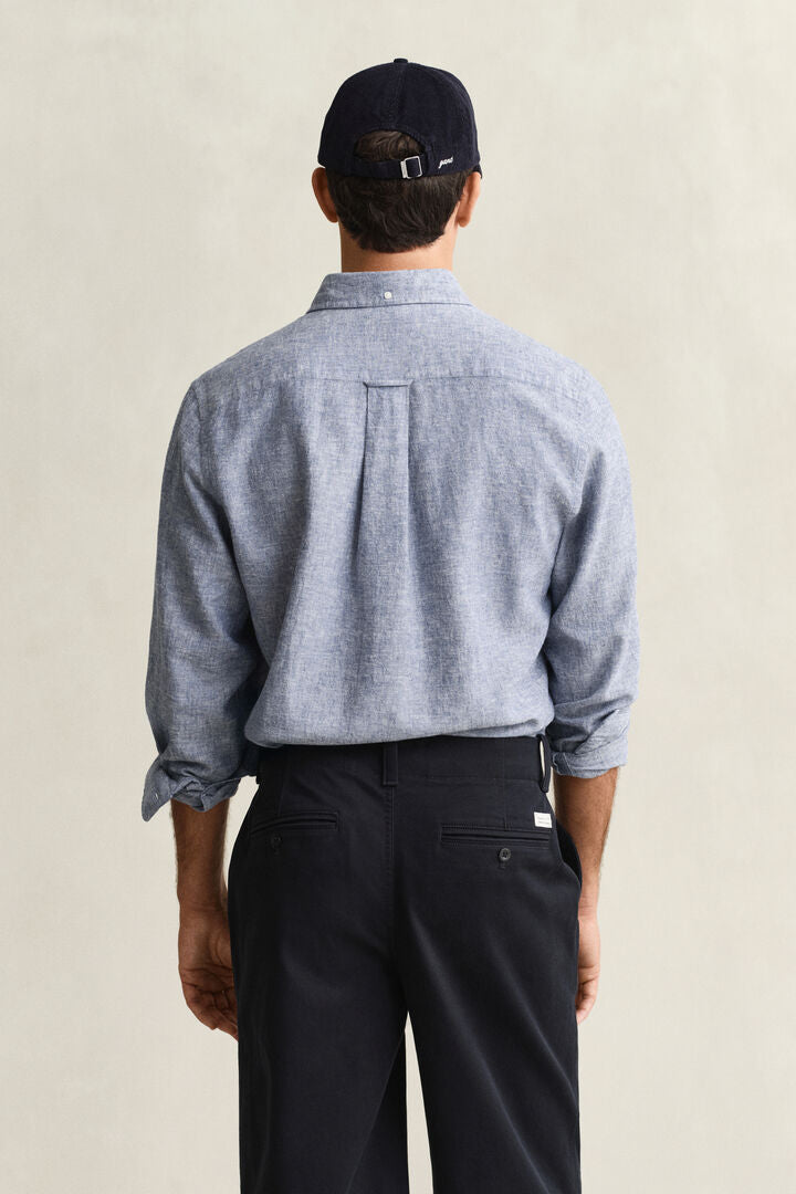 Gant Blue Linen Blend Regular Fit