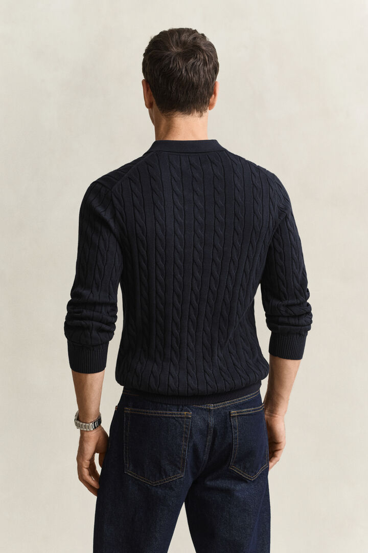 Gant Navy Cotton Cable Polo Shirt