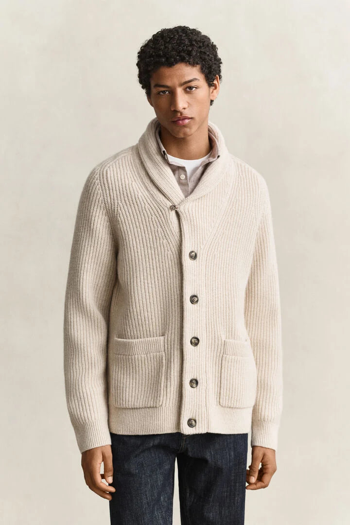 Gant Beige Ribbed Cardigan
