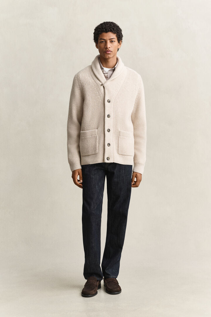 Gant Beige Ribbed Cardigan
