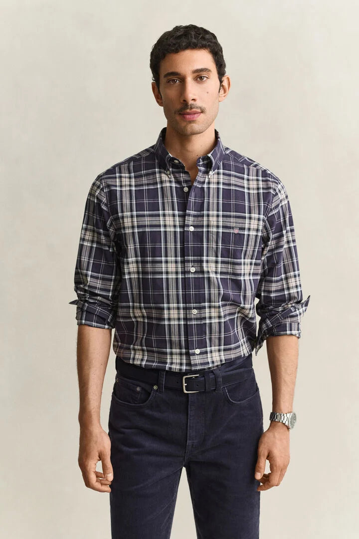 Gant Navy Checked Poplin Shirt