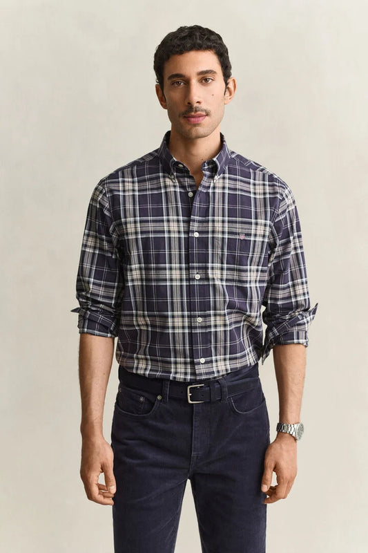Gant Navy Checked Poplin Shirt