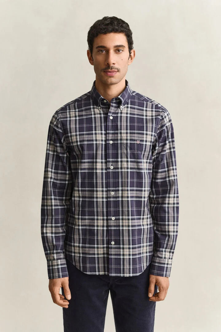 Gant Navy Checked Poplin Shirt