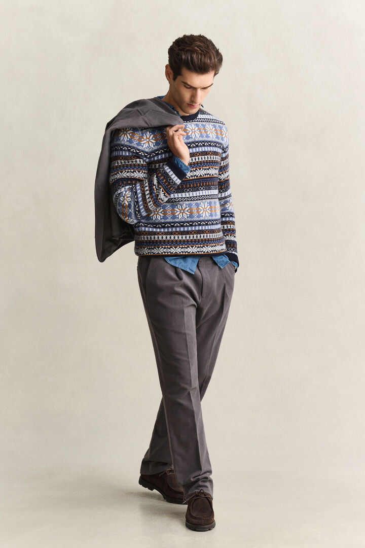 Gant Navy Fair Isle Crew Neck
