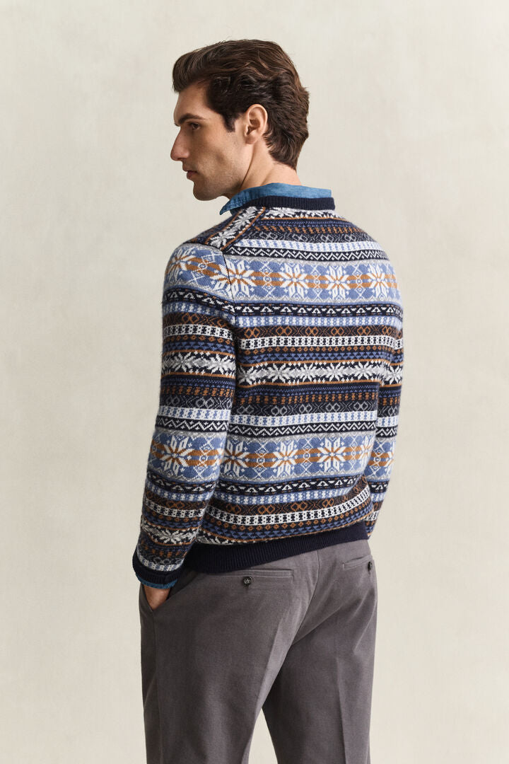 Gant Navy Fair Isle Crew Neck